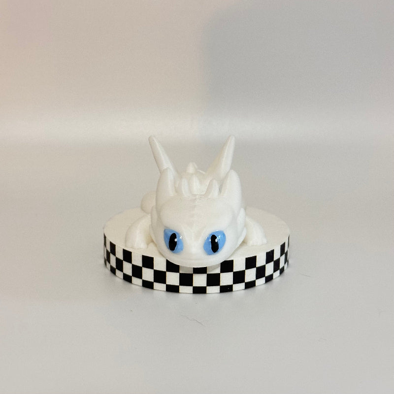 Small Light Fury 3D Printed Fidget Dragon Collectible