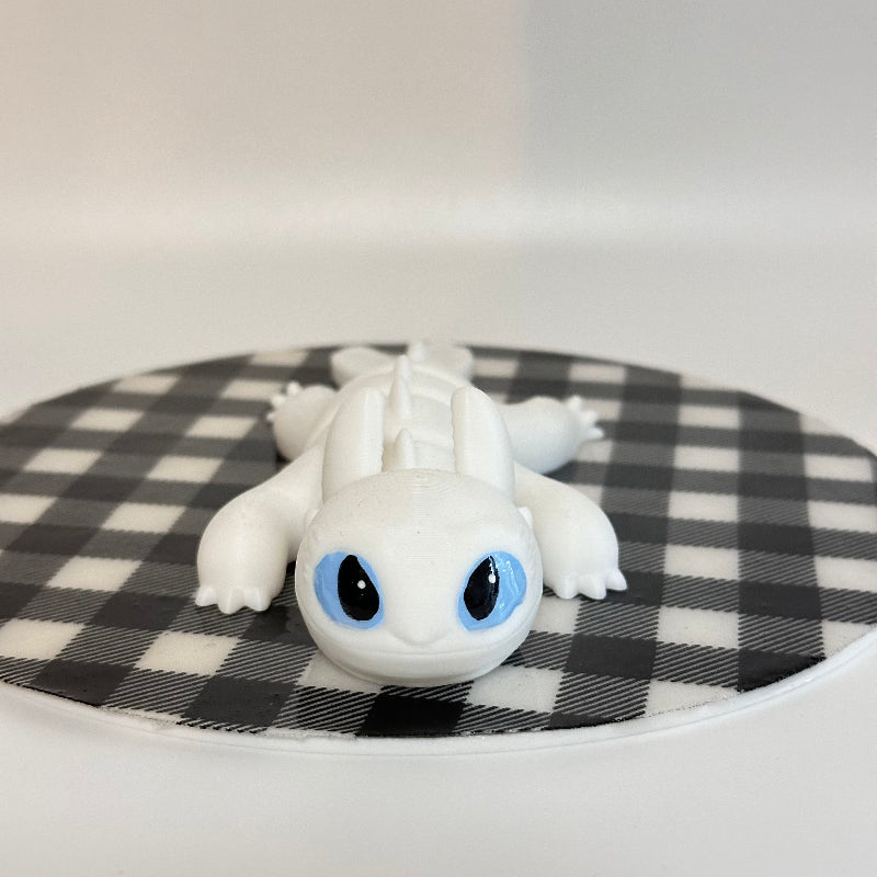 Medium Light Fury 3D Printed Fidget Dragon Collectible