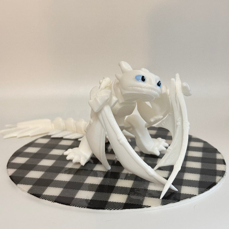 Large Light Fury 3D Printed Fidget Dragon Collectible