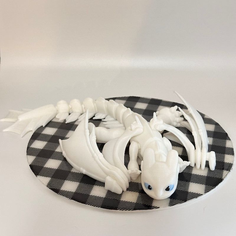 Large Light Fury 3D Printed Fidget Dragon Collectible
