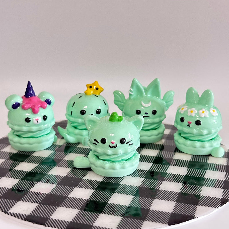 Green Macaron Spinners 3D Printed Fidget Toy