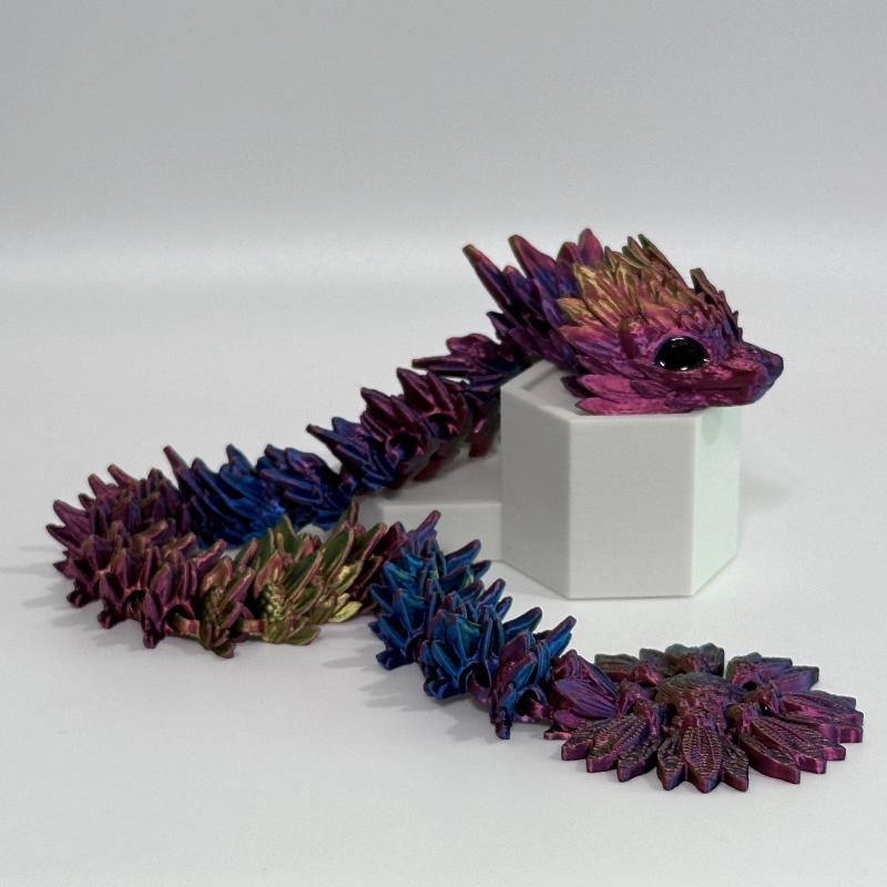 Solvyr the Sunflower Serpent Dragon 3D Printed Fidget Collectible