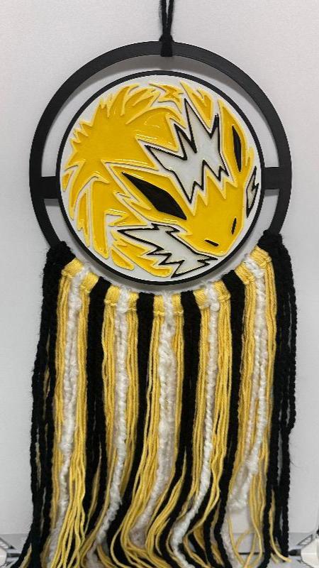 Yellow Eevee Dream Catcher 3D Printed Hand-Painted Wall Hanging