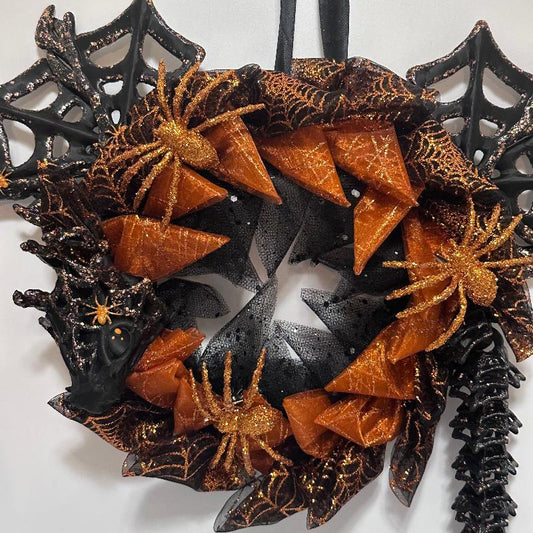 Halloween Spiderweb 3D Printed Fidget Dragon Wreath