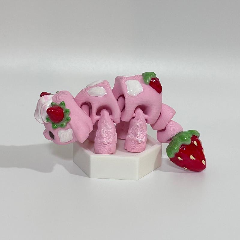 Strawberry Milk Cow 3D Printed Fidget Wildlife Collectable