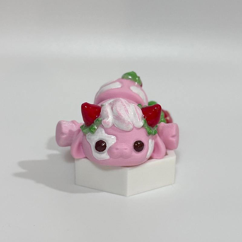 Strawberry Milk Cow 3D Printed Fidget Wildlife Collectable