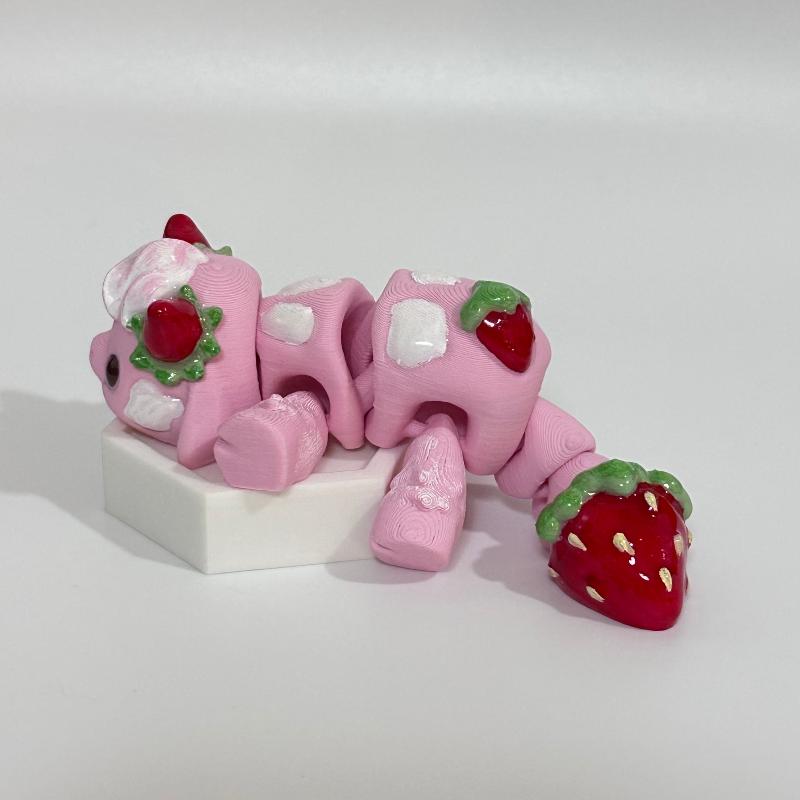 Strawberry Milk Cow 3D Printed Fidget Wildlife Collectable