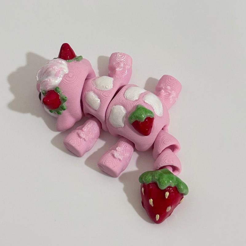 Strawberry Milk Cow 3D Printed Fidget Wildlife Collectable