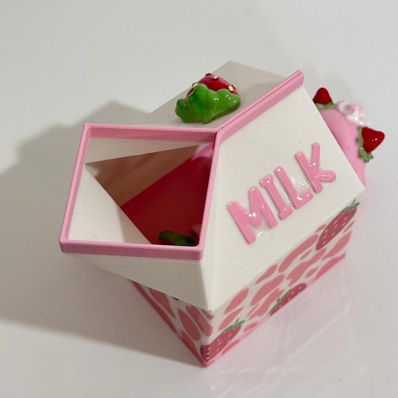 Strawberry Milk Cow 3D Printed Fidget Wildlife Collectable