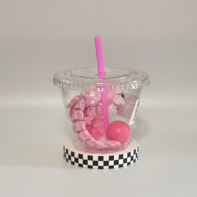 Pink White Axolotl Novelty Boba Bestie 3D Printed Fidget Collectable
