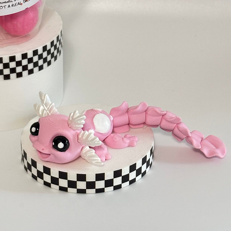 Pink White Axolotl Novelty Boba Bestie 3D Printed Fidget Collectable