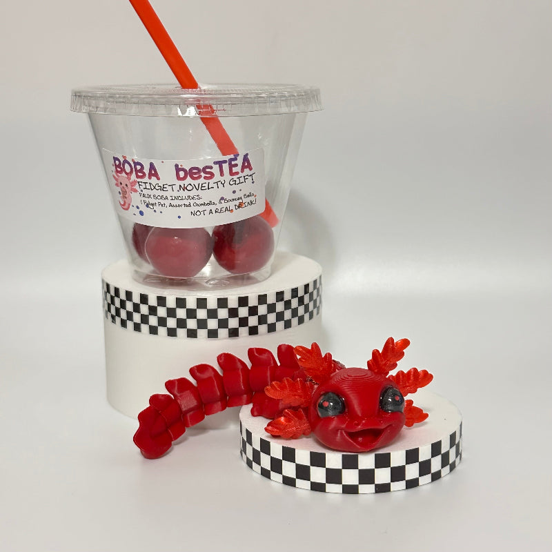Crimson Cherry Sparkle Novelty Boba Bestie 3D Printed Fidget Collectable