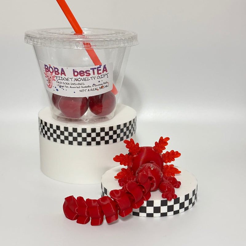 Crimson Cherry Sparkle Novelty Boba Bestie 3D Printed Fidget Collectable