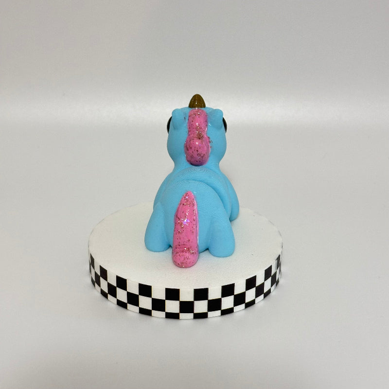 Bubbleglow Magical Blue 3D Printed Fidget Unicorn Collectable