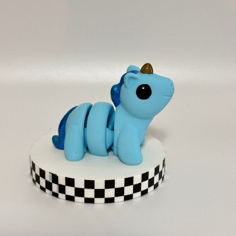Ocean Glow Magical Blue 3D Printed Fidget Unicorn Collectable