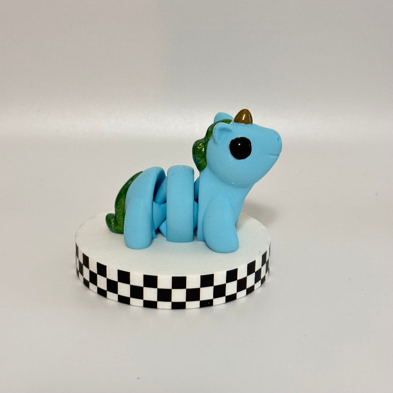Emerald Wave Magical Blue 3D Printed Fidget Unicorn Collectable