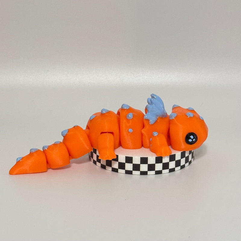Clementine Glow: Large Orange Salamander Dragon 3D Printed Fidget Collectible
