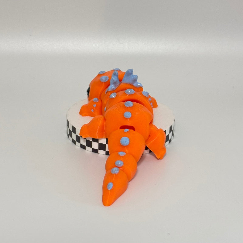 Clementine Glow: Large Orange Salamander Dragon 3D Printed Fidget Collectible