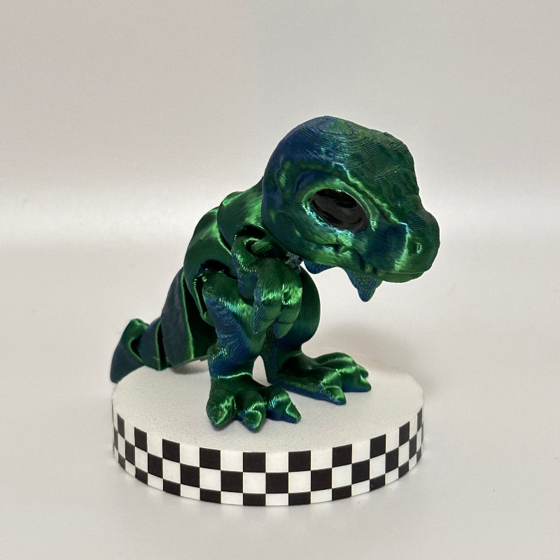 Emerald Snap: Medium Standing Silky Green T-Rex Fidget Collectible