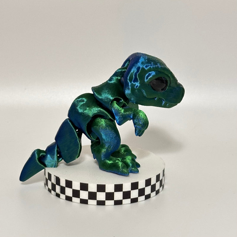 Emerald Snap: Medium Standing Silky Green T-Rex Fidget Collectible