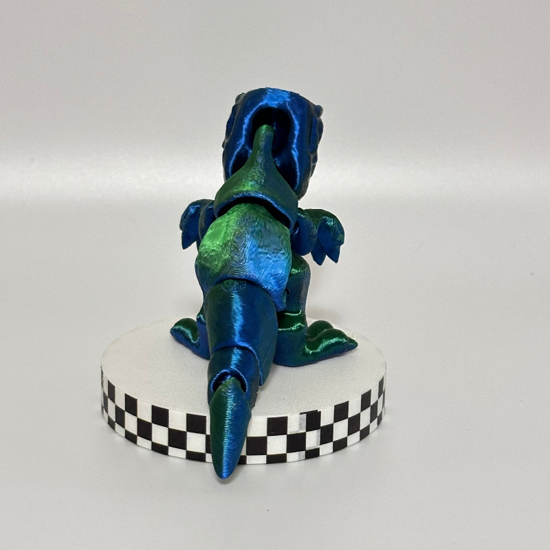 Emerald Snap: Medium Standing Silky Green T-Rex Fidget Collectible