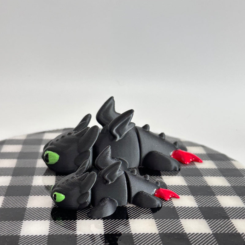 Small Night Fury 3D Printed Fidget Dragon Collectible