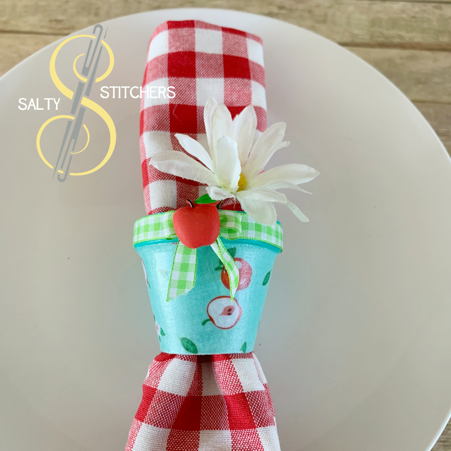3D Printed Terra Cotta Pot Apple Napkin Ring | Salty Stitchers at More Heart Studio