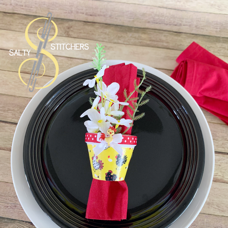 3D Printed Faux Terra Cotta Pot Chicken Napkin Ring | Salty Stitchers at More Heart Studio