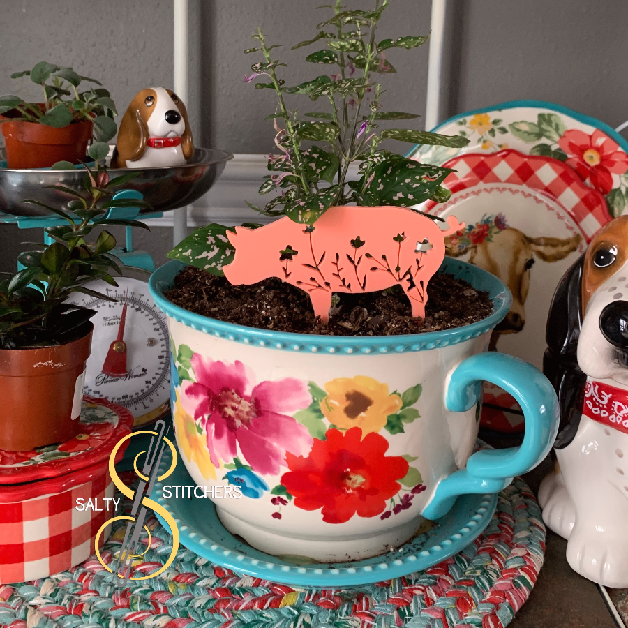 Pink Pig Plant Pal 3d Printed Indoor Trellis | More Heart Studio