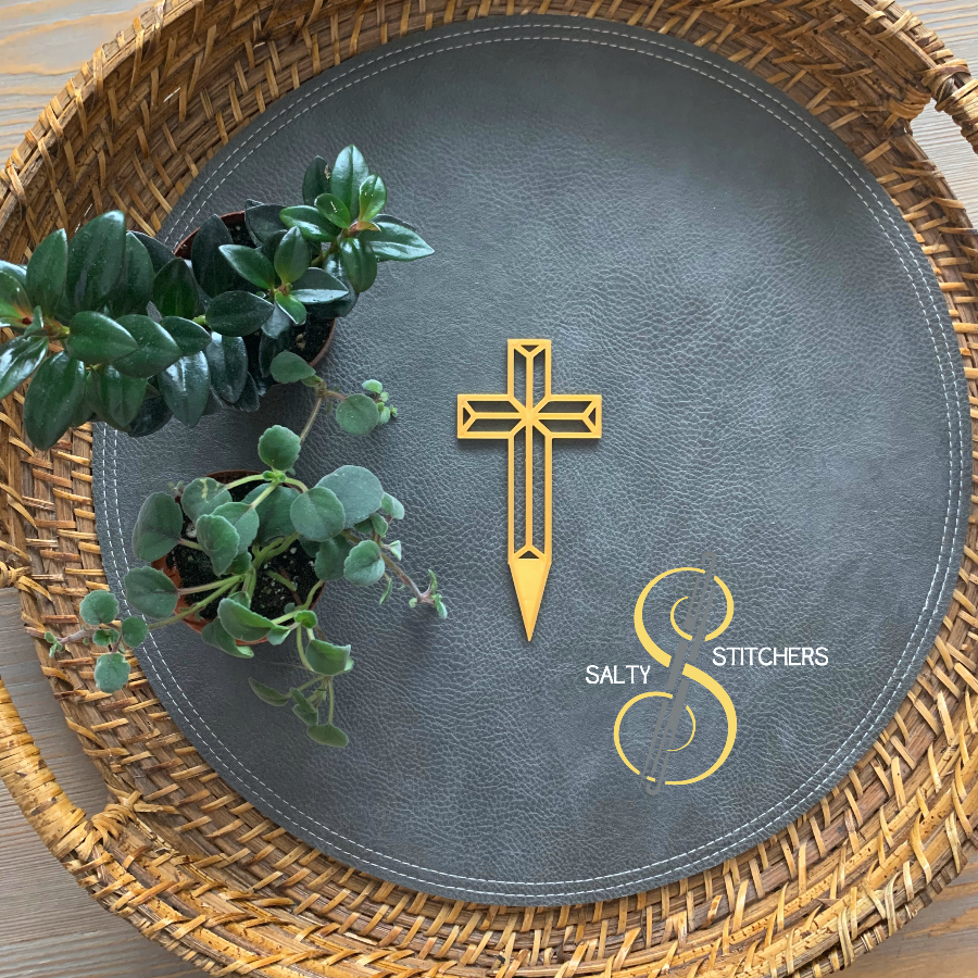 Gold Christian Religious Cross Plant Pal 3d Printed Indoor Trellis | More Heart Studio