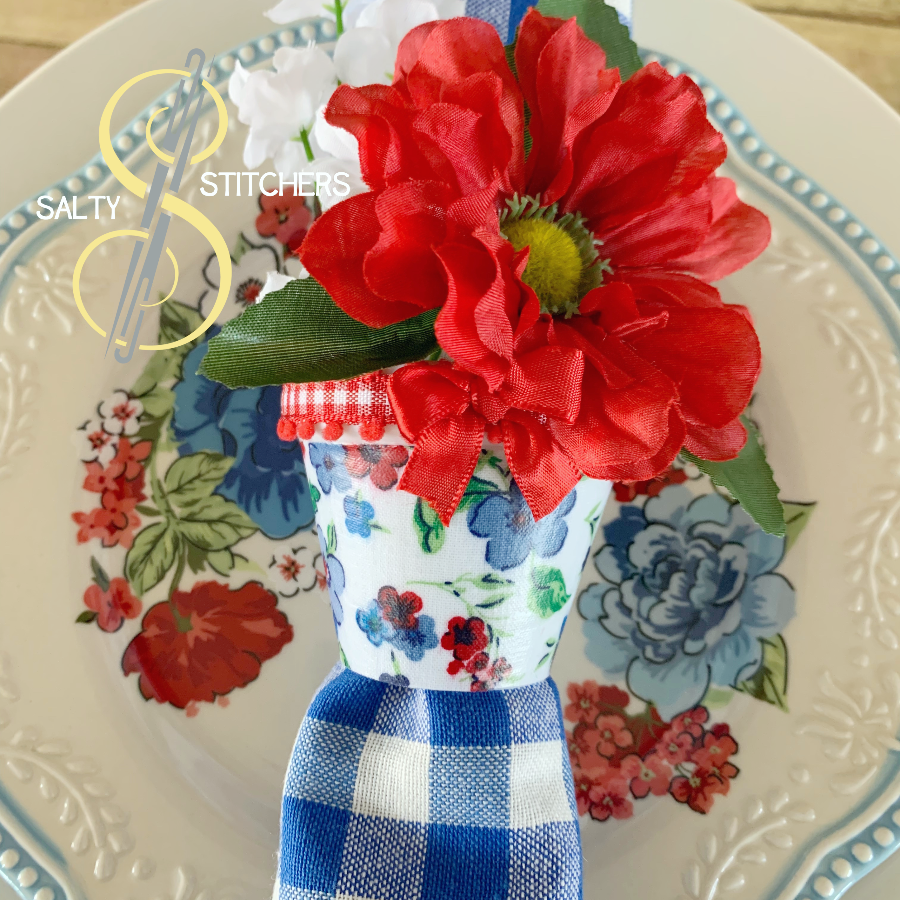 3D Printed Faux Terra Cotta Pot Pioneer Woman Heritage Floral Napkin Ring | Salty Stitchers at More Heart Studio
