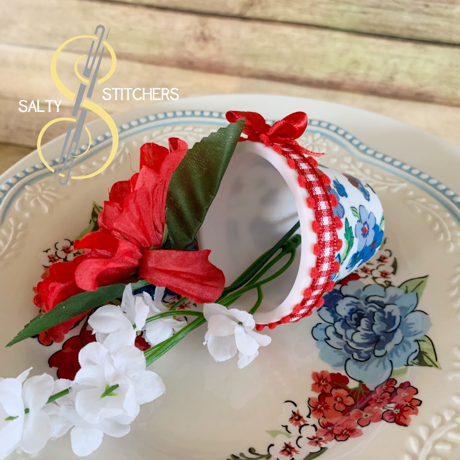 3D Printed Faux Terra Cotta Pot Pioneer Woman Heritage Floral Napkin Ring | Salty Stitchers at More Heart Studio