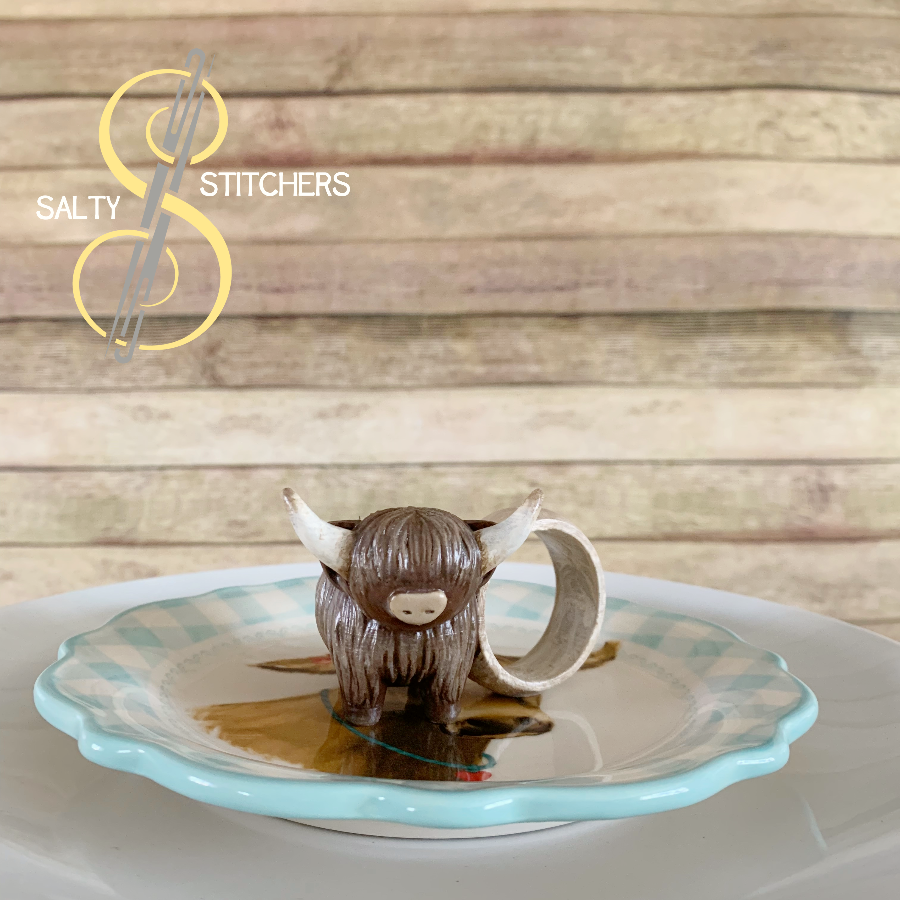 3D Printed Farmhouse Cow Hand Painted Napkin Ring | Salty Stitchers at More Heart Studio
