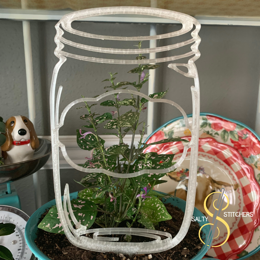Country Farmhouse Mason Jar Plant Pal 3d Printed Indoor Trellis | More Heart Studio