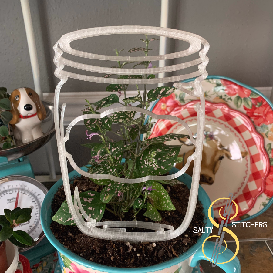 Country Farmhouse Mason Jar Plant Pal 3d Printed Indoor Trellis | More Heart Studio
