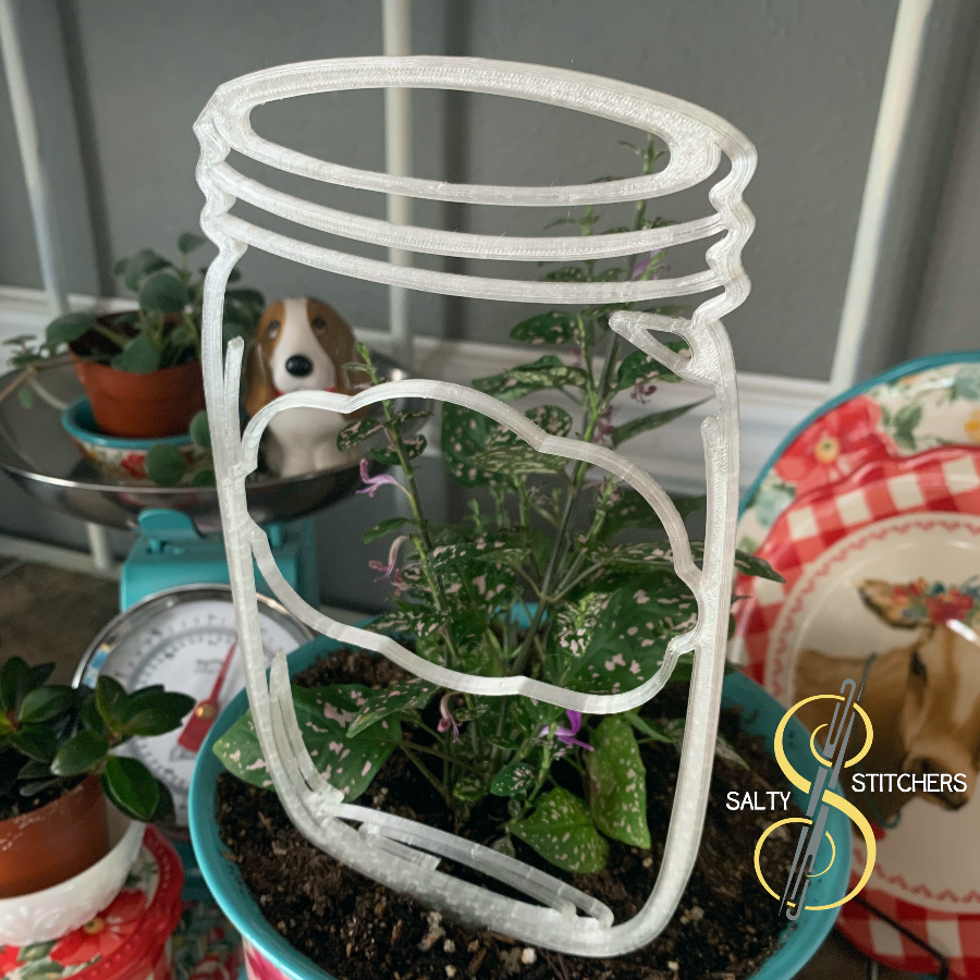 Country Farmhouse Mason Jar Plant Pal 3d Printed Indoor Trellis | More Heart Studio