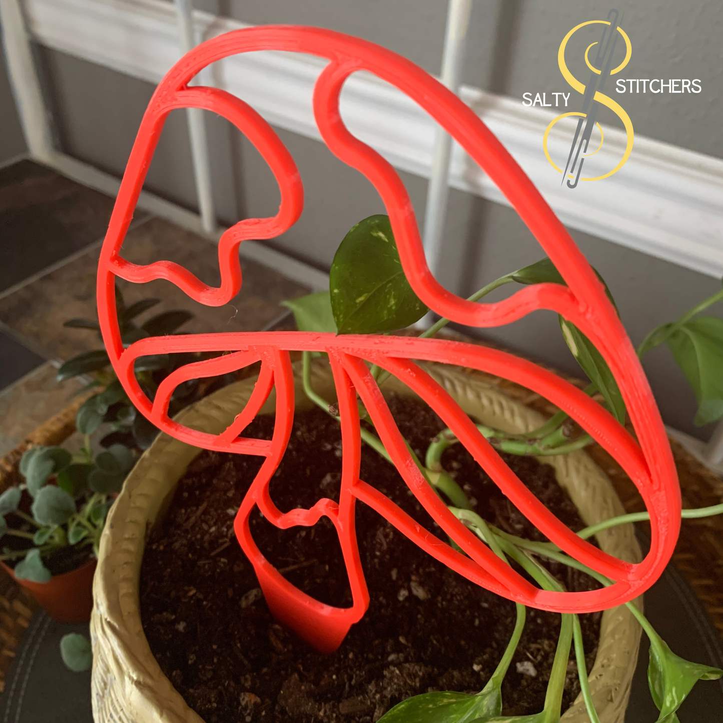 Red Mushroom Plant Pal 3d Printed Indoor Trellis | More Heart Studio