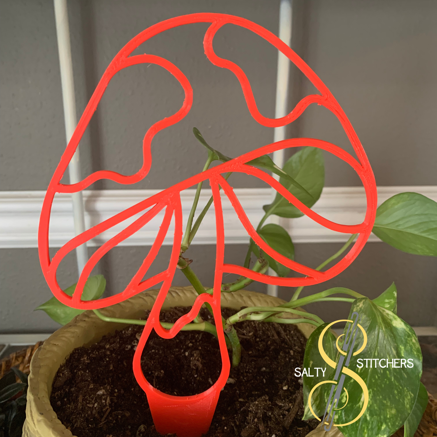 Red Mushroom Plant Pal 3d Printed Indoor Trellis | More Heart Studio