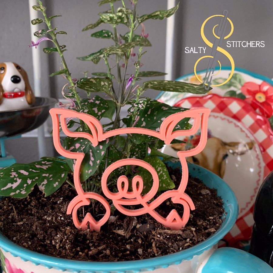 Pink Pig Plant Pal 3d Printed Indoor Trellis | More Heart Studio