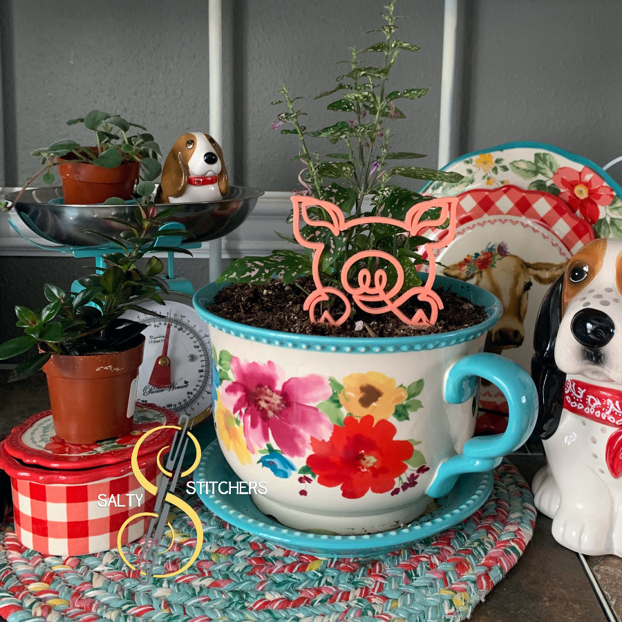 Pink Pig Plant Pal 3d Printed Indoor Trellis | More Heart Studio