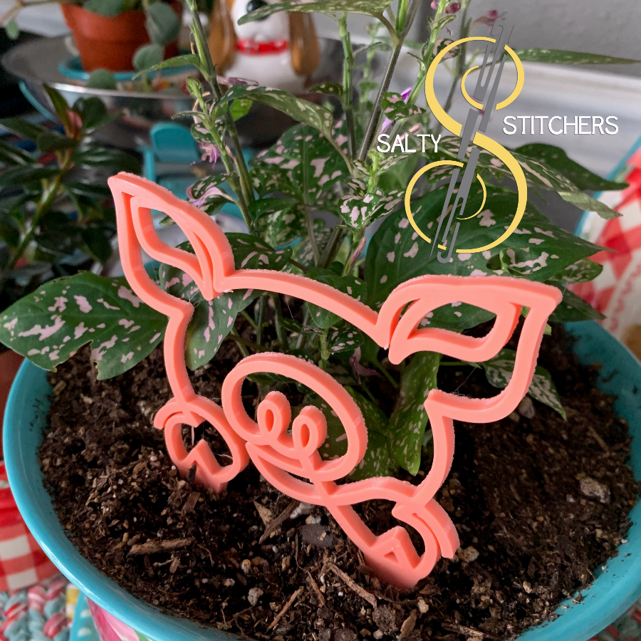 Pink Pig Plant Pal 3d Printed Indoor Trellis | More Heart Studio