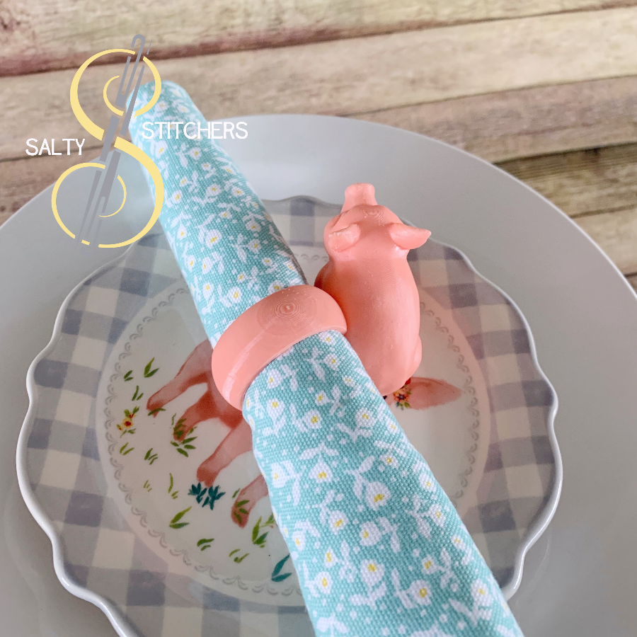 3D Printed Pig Hand Painted Napkin Ring | Salty Stitchers at More Heart Studio