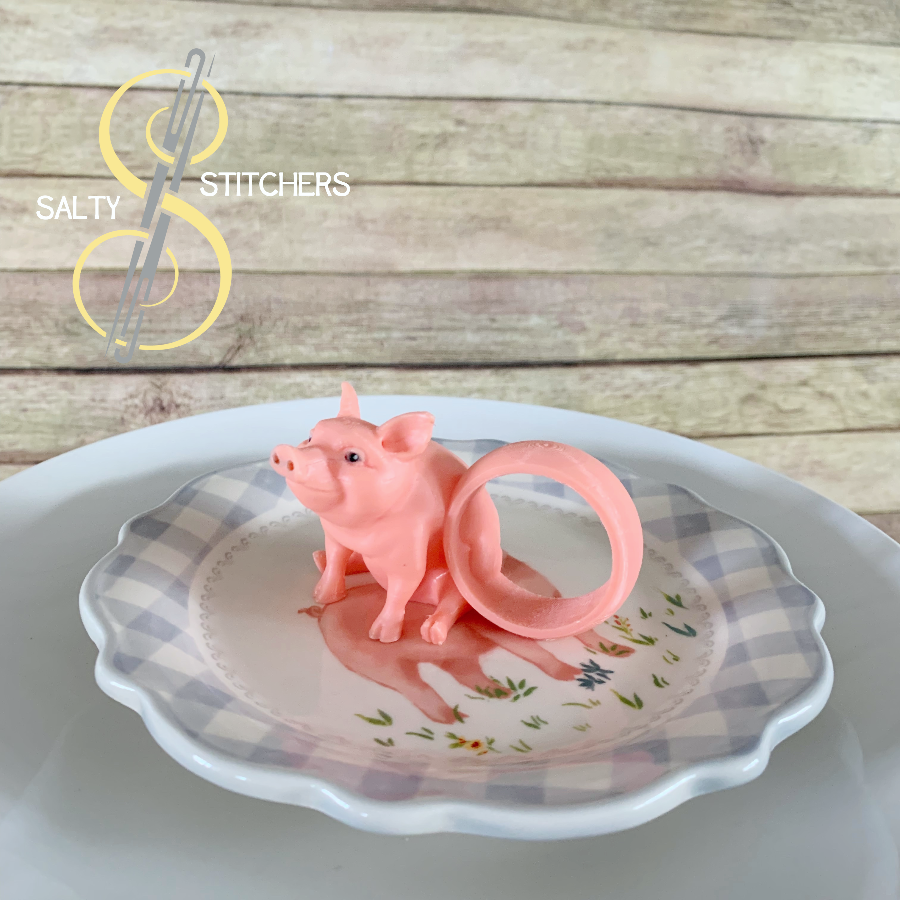 3D Printed Pig Hand Painted Napkin Ring | Salty Stitchers at More Heart Studio