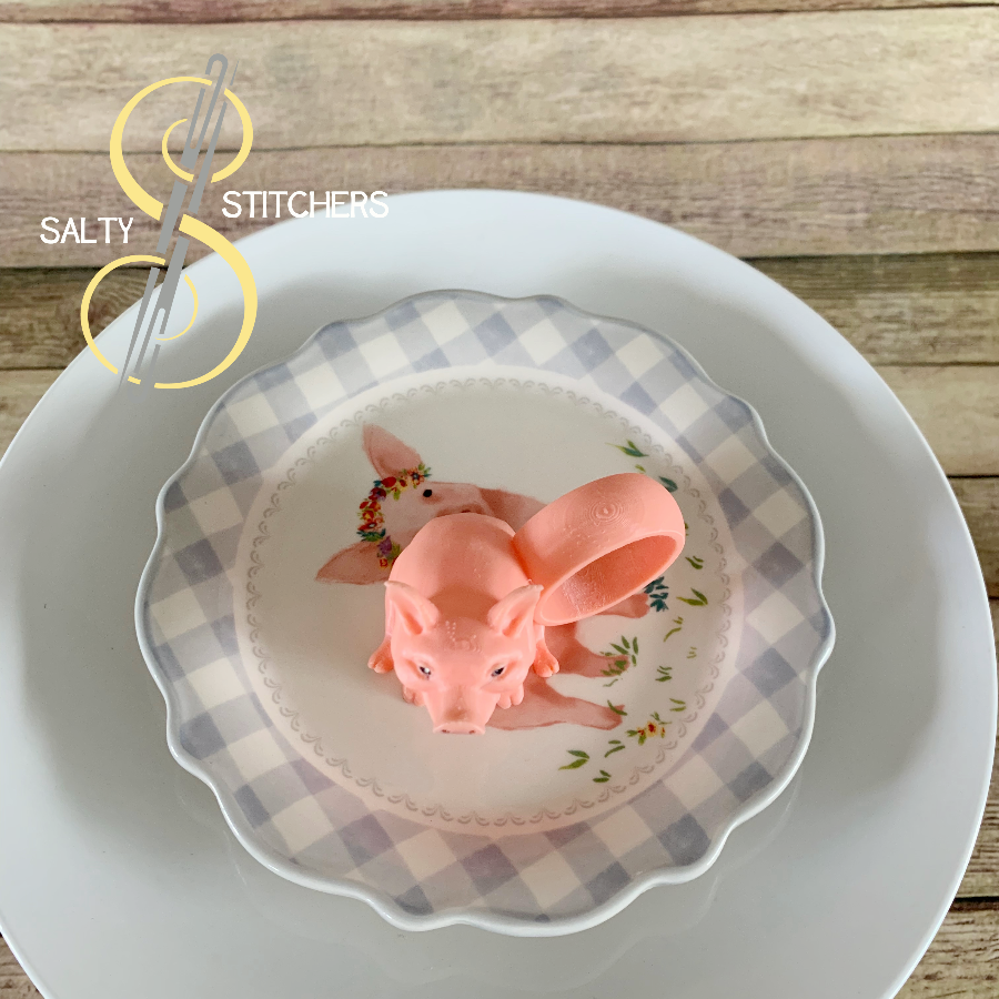 3D Printed Pig Hand Painted Napkin Ring | Salty Stitchers at More Heart Studio