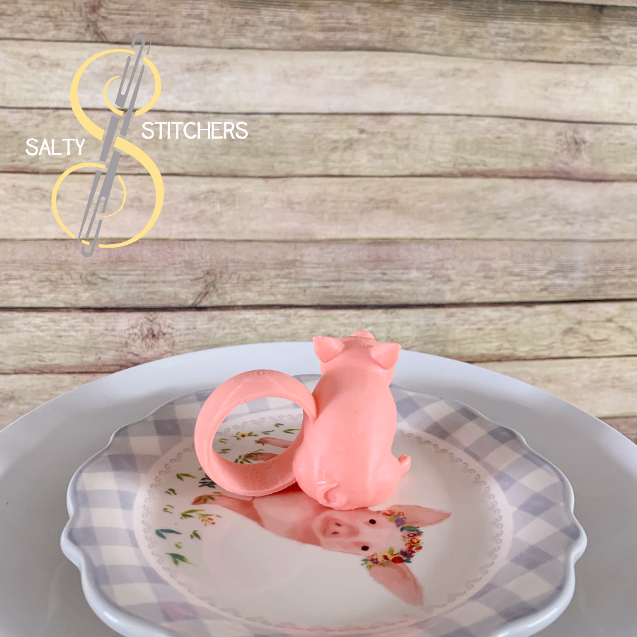3D Printed Pig Hand Painted Napkin Ring | Salty Stitchers at More Heart Studio