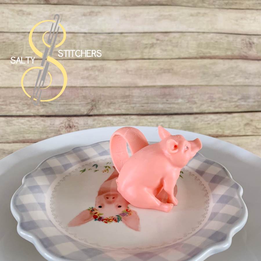 3D Printed Pig Hand Painted Napkin Ring | Salty Stitchers at More Heart Studio