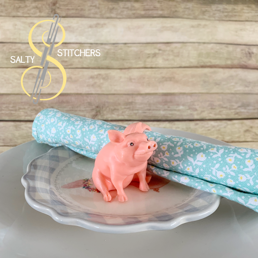 3D Printed Pig Hand Painted Napkin Ring | Salty Stitchers at More Heart Studio