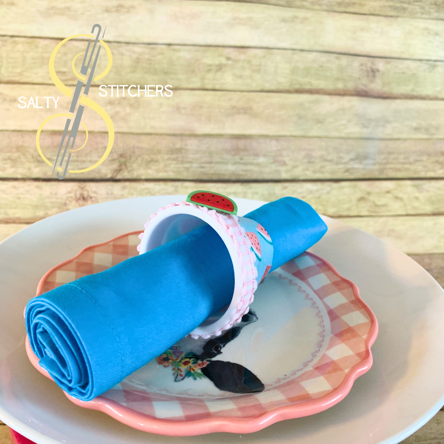 3D Printed Faux Terra Cotta Pot Pink Watermelon Napkin Ring | Salty Stitchers at More Heart Studio