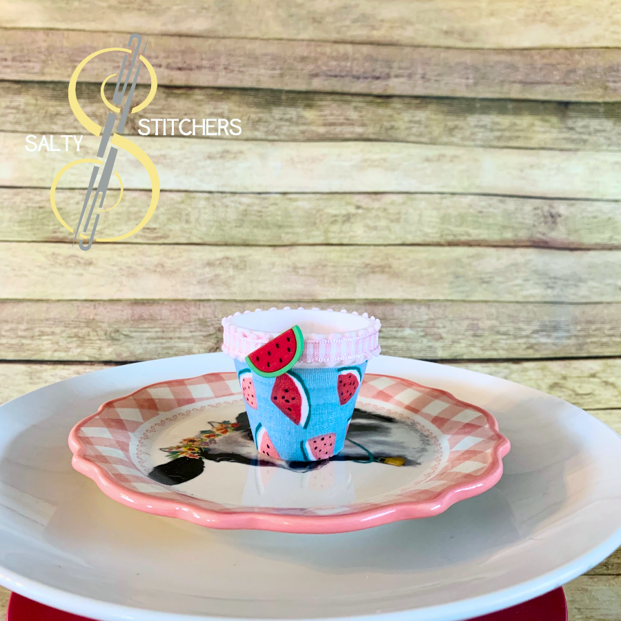 3D Printed Faux Terra Cotta Pot Pink Watermelon Napkin Ring | Salty Stitchers at More Heart Studio