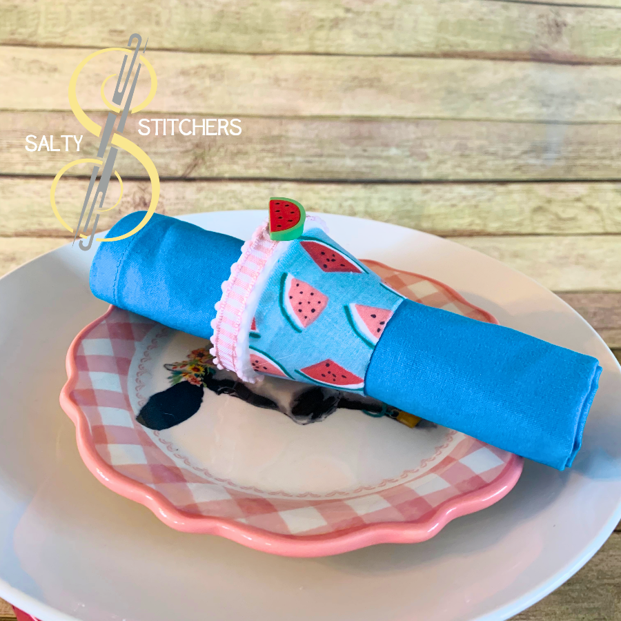 3D Printed Faux Terra Cotta Pot Pink Watermelon Napkin Ring | Salty Stitchers at More Heart Studio